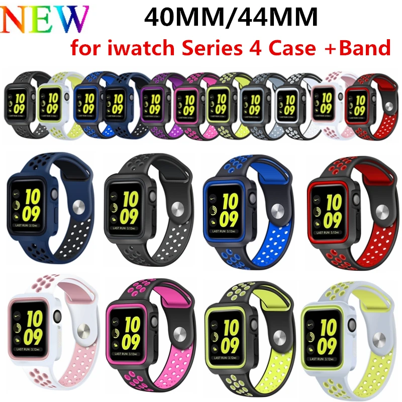 

Series 4 40MM 44MM Full Protector Soft shell Bracelet Watchband Case Cover for apple watch Sport band for Iwatch Series 4 Strap