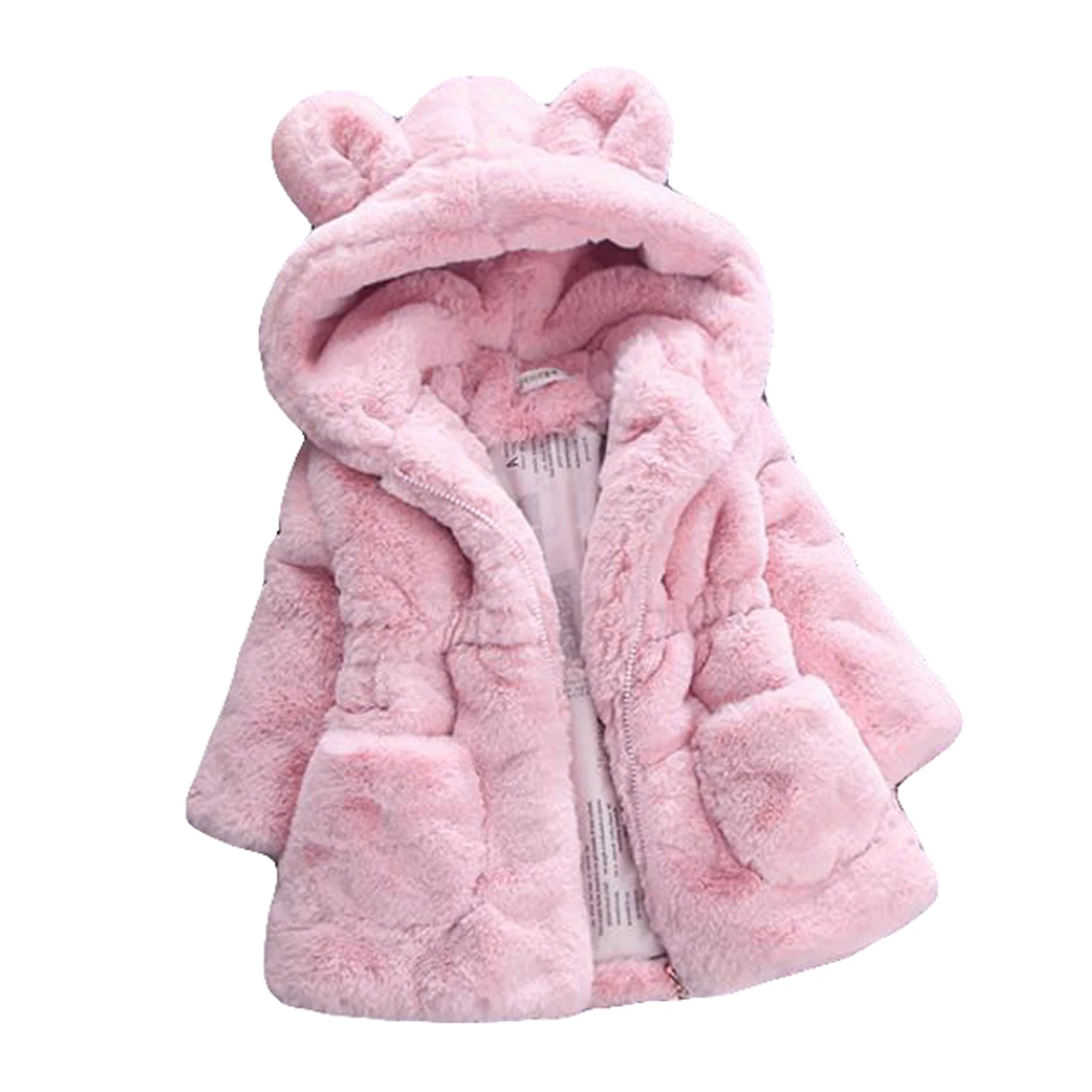 New Brand Winter Baby Girls Coats Faux Fur Fleece Coat Party Warm Pink ...