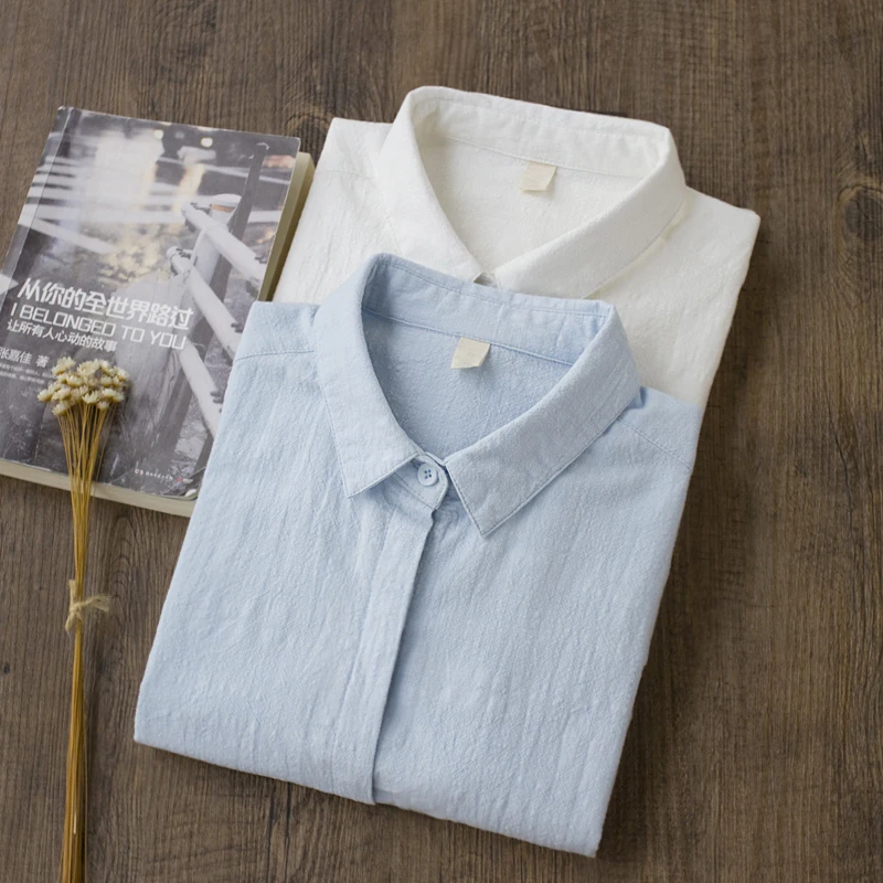 

100% cotton Blouse White Shirt Women 2019 Ladies Office Shirts Formal & Casual Notched Cotton Blouse Fashion Blusas Femininas