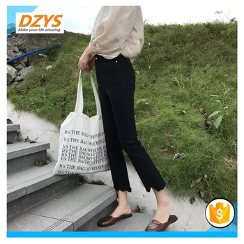 

DZYS-ZF Spring Women's New High-waist Slim Thin Wrinkle Horn Trousers Trousers