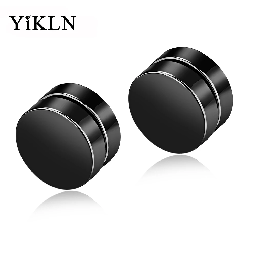 YiKLN Simple Circle Studs Earrings For Men Fashion Punk Black
