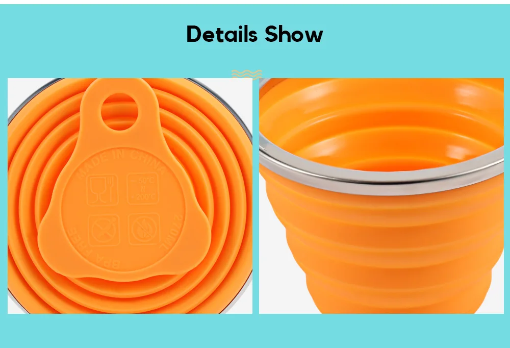 Silica Gel 270ML Folding Water Cup Heat Resistance with Cover Strap