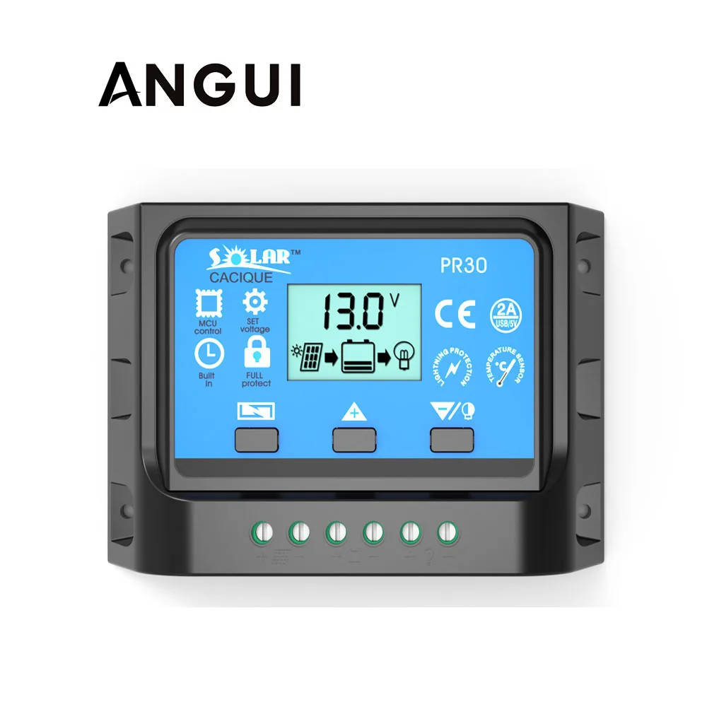 

10A 20A 30A 12V/24V LCD PWM Solar Panel 50W 100W 200W 300W 400W 500W Charge Regulator Battery Controller with two USB 5V Charger