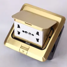Золотая напольная розетка 6 отверстий розетка медная Водонепроницаемая всплывающая розетка