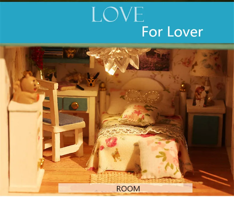 iiE CREATE 2018 New DIY Stitching Doll House Wooden Educational Dream Castle with LED+Furniture  Toys for children Lover (5)