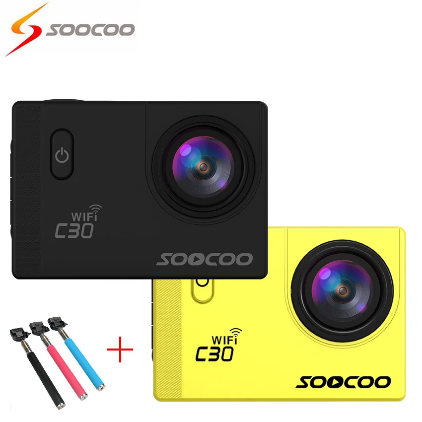 

[+Selfie Stick] SOOCOO C30 4K HD Wifi Action Camera 70-170 Degrees 2LCD Video Record Sport Cameras Deportiva Mini Camcorders Cam