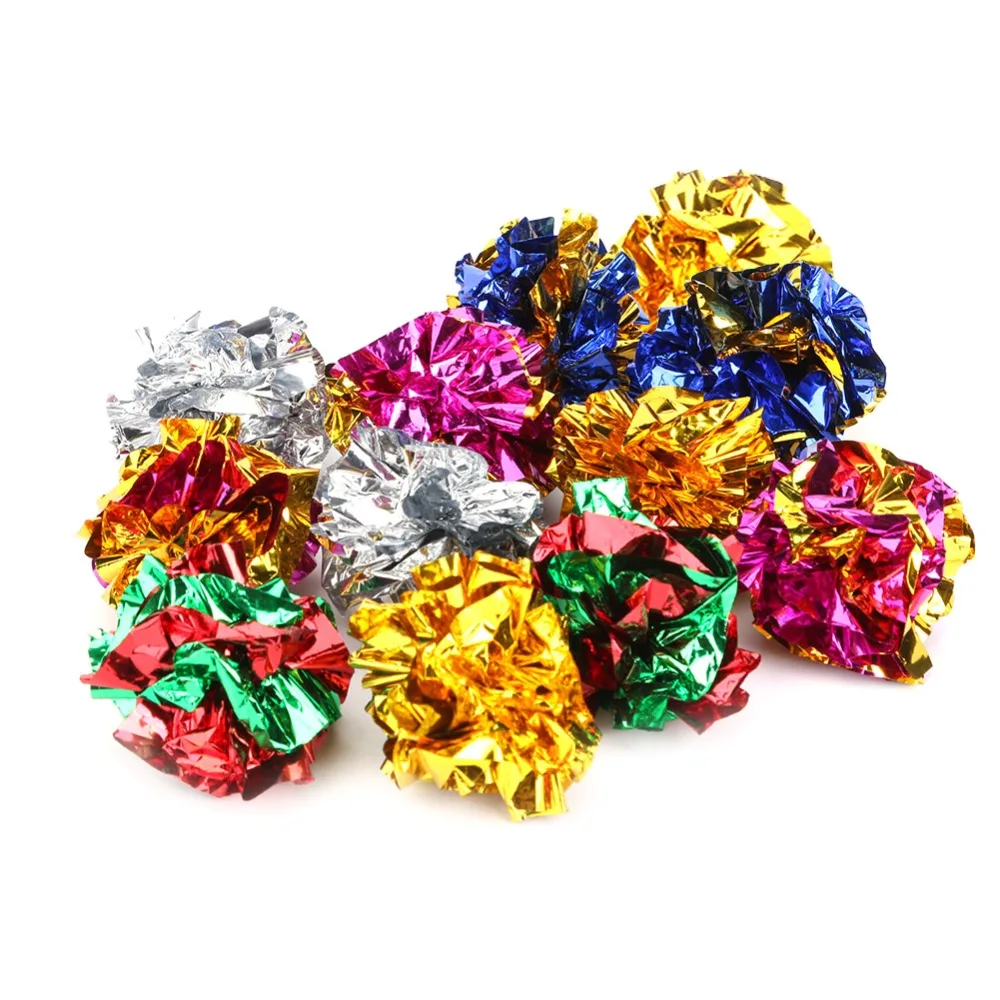 1pcs 12pcs Cat Toys Multicolor Mylar Crinkle Ball Ring Paper Sound Toy for Cat Kitten Playing Interactive Pet Cat Supplies