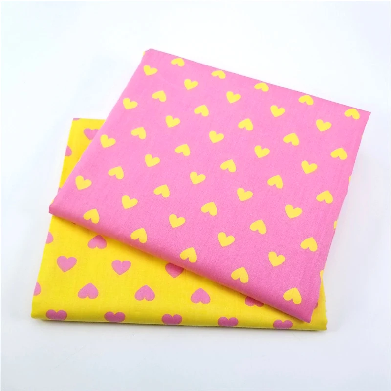 

2pcs/lot New heart Series Twill Cotton Fabric,Patchwork Cloth,DIY Sewing Quilting Fat Quarters Material For Baby