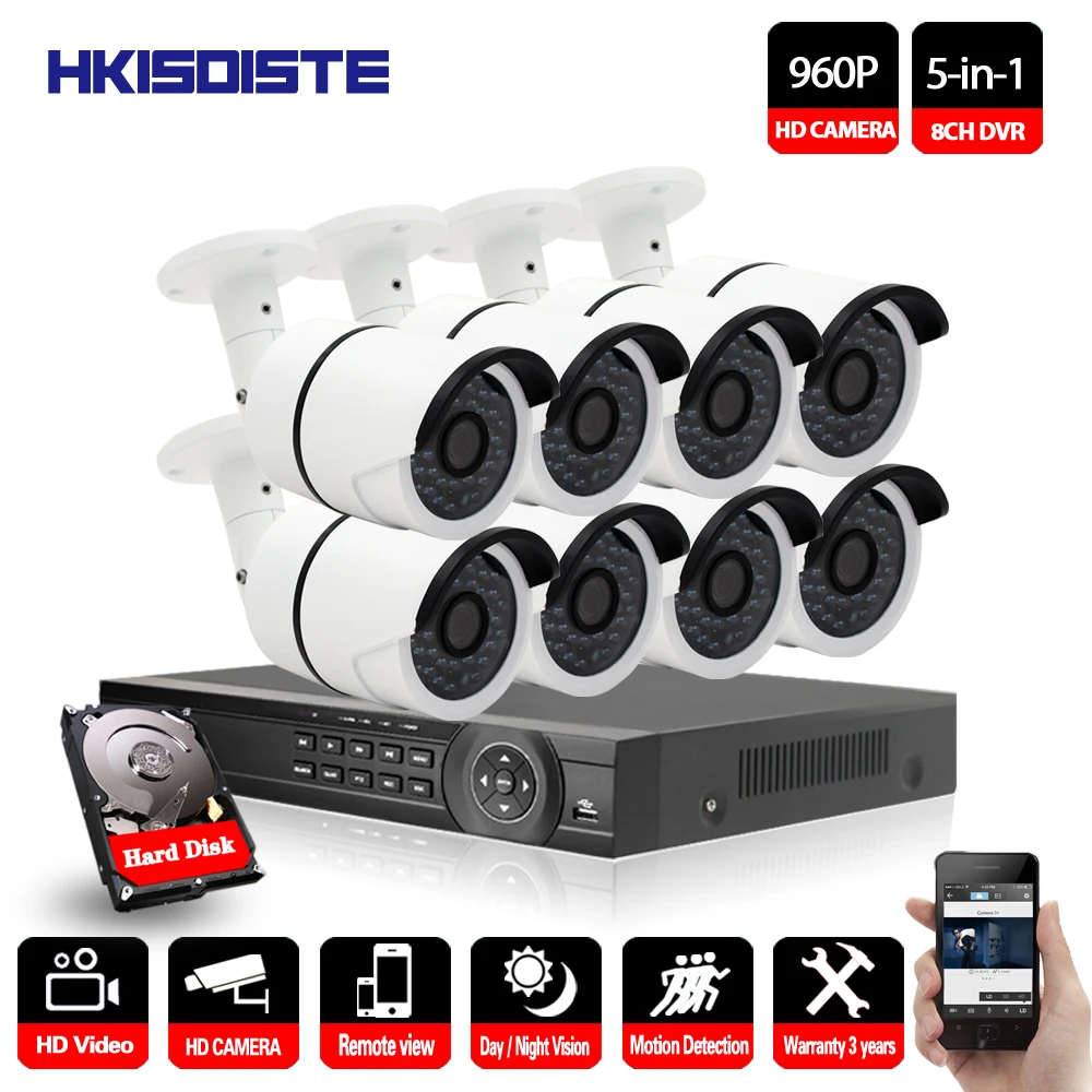 

HKIXDISTE-CCTV Camera System Over 8PCS 1.3MP IR Outdoor Security Camera Camera Surveillance System 1080P ahd dvr