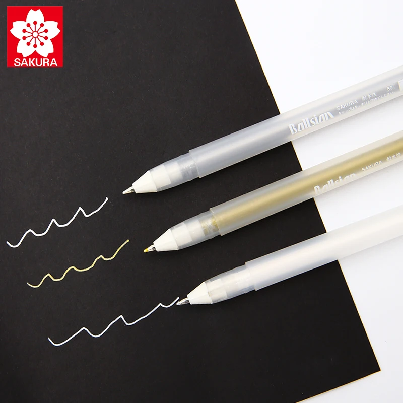 

Sakura 0.8mm White Gold Silver Gel Pens Sketching Drawing Pen for Art Marker Design Comic Manga Painting Supplies