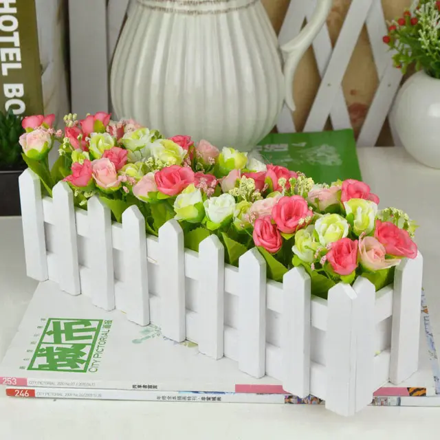 1 set 30 cm rustique artificielle rose fleur décoration rosebud ... Clôture Maison décor