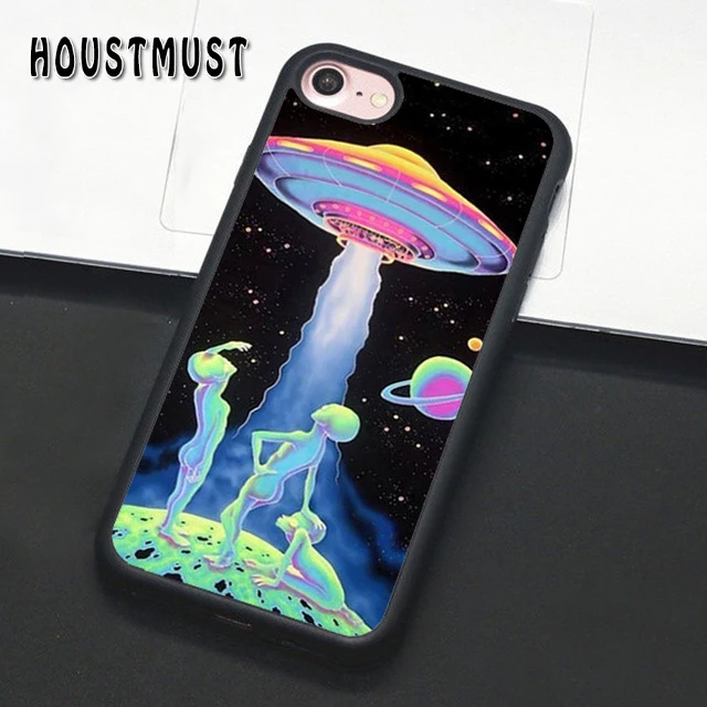 HOUSTMUST Alien Martian UFO Outer Space Case cover For iPhone 5 5S 6 6S 7 8 X XR XS max Samsung galaxy S6 S7 edge S8 S9 S10 Plus |