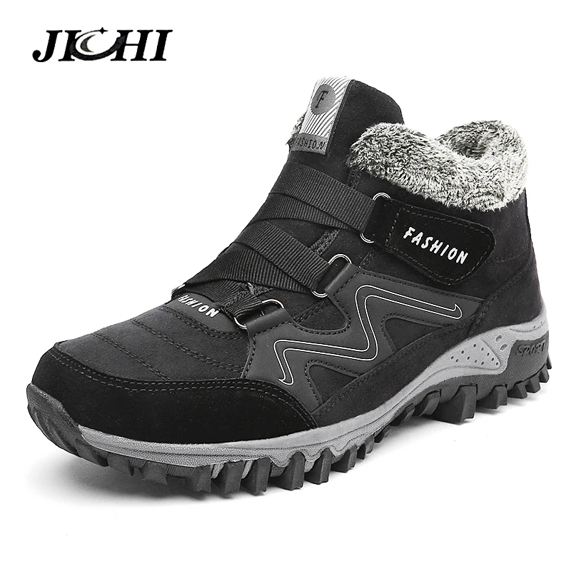 Achat JICHI Hommes Bottes D hiver Avec de la Fourrure 2018 Chaud Neige Bottes Hommes Bottes D hiver Travail Chaussures Hommes Chaussures De Mode En Caoutchouc Cheville chaussures 35 46