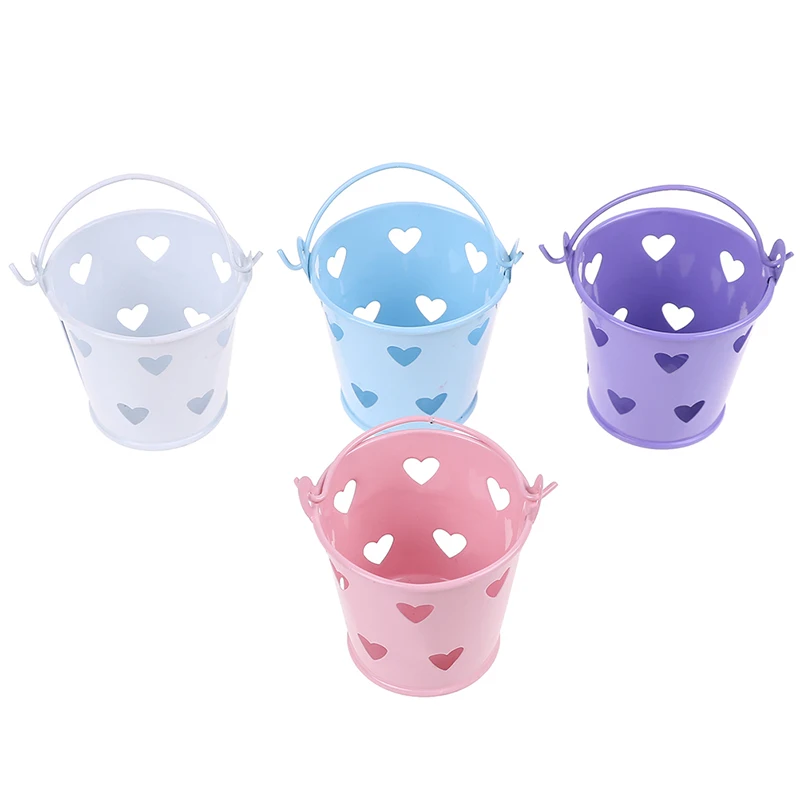 

1:12 Scale Mini Cute Candy Metal Buckets Decoration for Dollhouse Miniature Toy Doll Food Kitchen Living Room Accessories