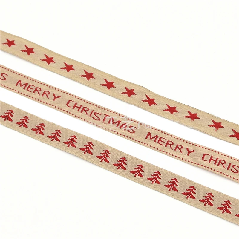 5 ярдов/рулон) 15 мм Рождественская печатная хлопковая лента, подарочная упаковка, аксессуары DIY, лента с логотипом, жаккардовая лента