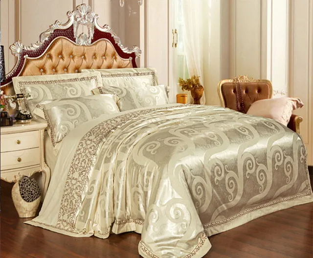 Classical luxury silk bedding set 4pcs queen king size bed linens modal