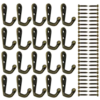 

20PCS Retro Zinc Robe Hook Clothes Holder Organizer with 40 PCS Screws For Coats Keys Jackets Jewelry Hats Bags 34 x 29mm