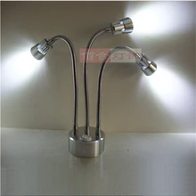 3 года гарантии 3*1/3*3 Вт подзарядка светодиодная точечная лампа, аккумуляторная батарея беспроводная подсветка витрины, тройная головка 30 см гибкая трубка