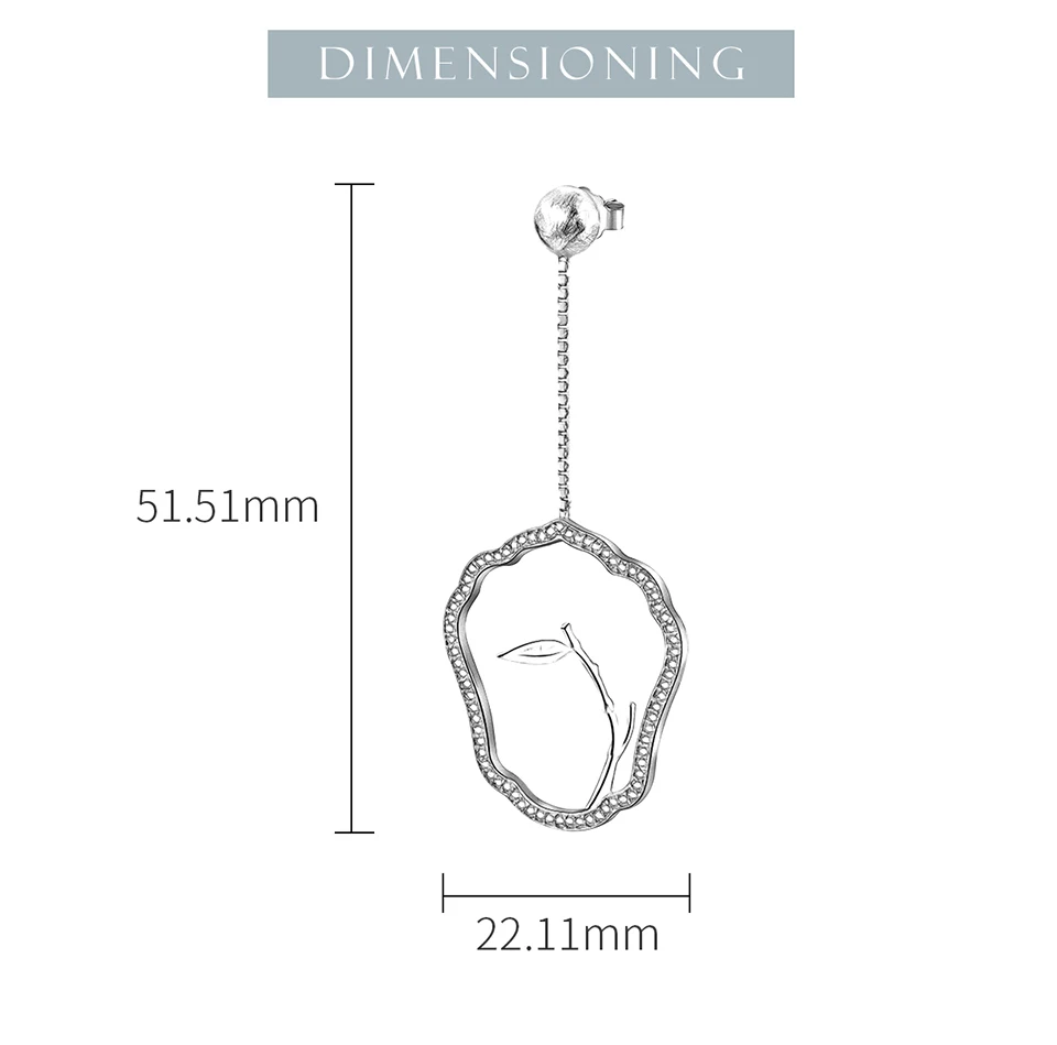 Muduh Collection Real 925 Sterling Silver Handmade Designer Fine Jewelry Classical Fan Shape Earrings Leaves Drop Earrings for Women