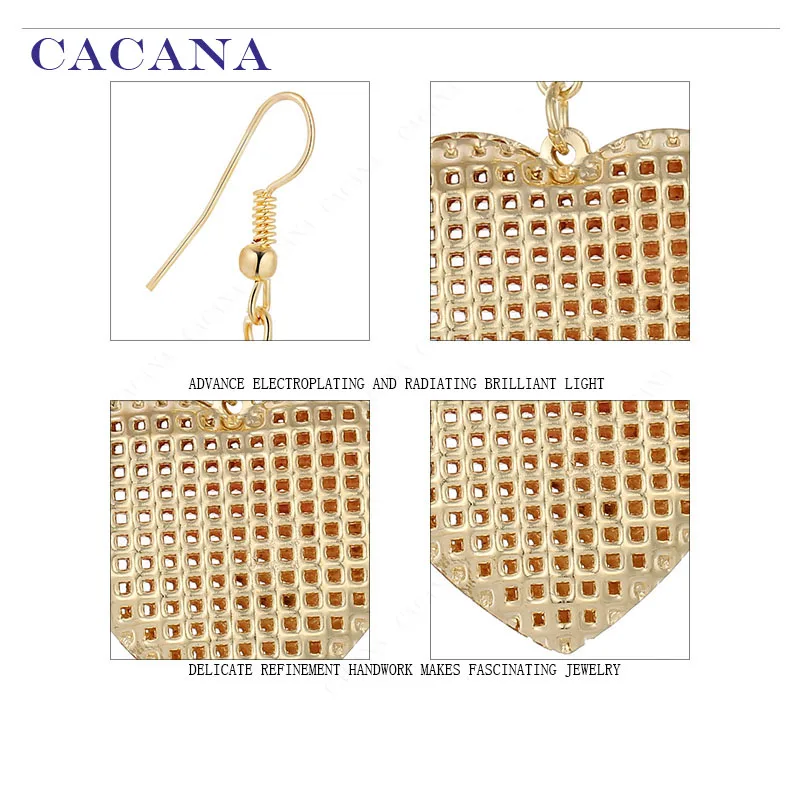 CACANA Dangle Long Earrings For Women Peach Heart Top Quality Bijouterie Hot Sale No A165 A166