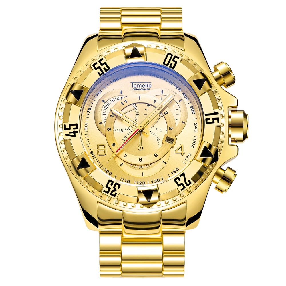 Новые мужские часы с большим циферблатом от известного люксового бренда, аналоговые кварцевые мужские часы, Серебряные наручные часы, мужские часы - Цвет: TEMEITE 2