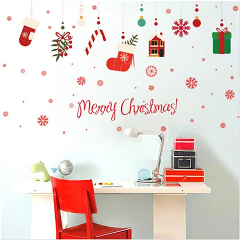 1Pcs Merry Christmas Wall Stickers For Kids Rooms Christmas decorations