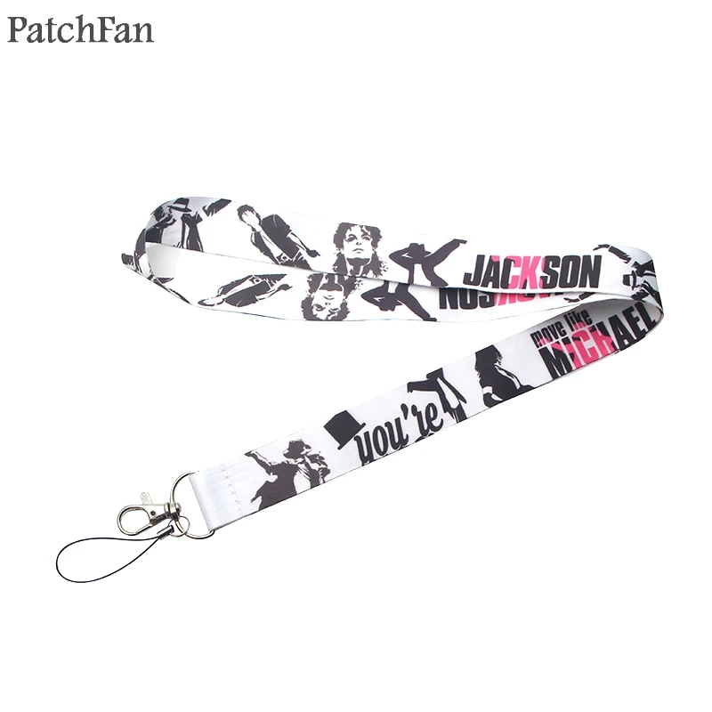 

Patchfan Michael Jackson keychain lanyard webbing ribbon neck strap fabric para id badge phone holders necklace accessorry A1872