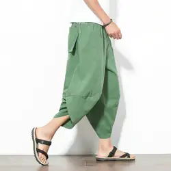 Макси 5XL Лето хип хоп укороченные брюки лен длинные шорты для женщин мужские шаровары бермуды повседневное шорты свободного кроя праздник
