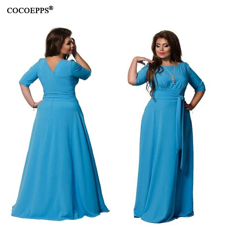 COCOEPPS Plus Size Women Long Floor Dress Autumn Large Size 5XL 6XL Maxi Dress Elegant Party Club Sexy Big Size Open back dress