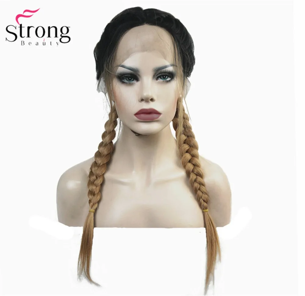 StrongBeauty синтетический кружевной передний парик Плетеный клубничный блонд Омбре