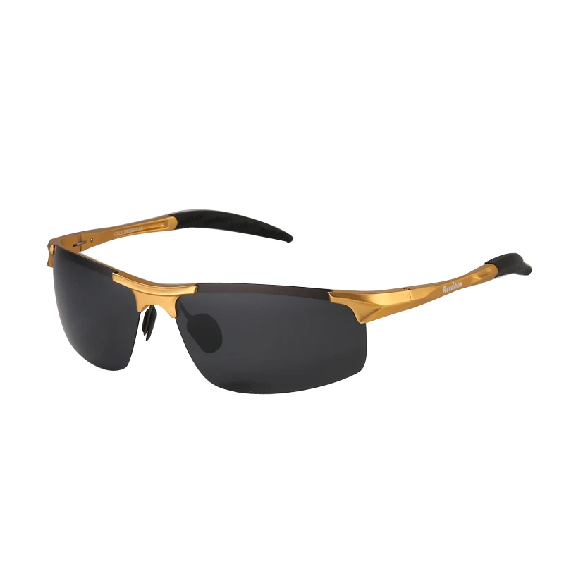 Поляризованные мужские солнцезащитные очки с алюминиево-магниевой оправой, солнцезащитные очки для вождения автомобиля, мужские спортивные очки для рыбалки, гольфа 8177 - Цвет линз: Gold and grey