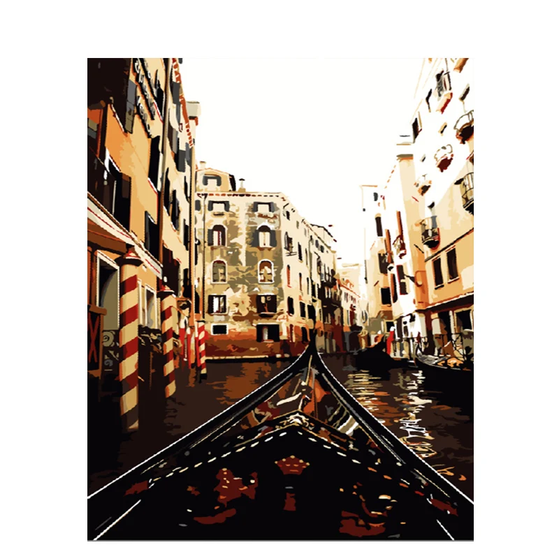 DIY Digital Painting By Numbers Package train tracks oil painting mural Kits Coloring Wall Art Picture Gift frameless | Дом и сад