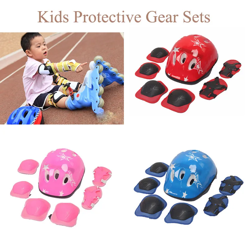 

6&7PCS Kids Elbow & Knee Pads Cycling Sports Safety Roller Skating Knee Elbow Wrist Pads Protective Gear Sets
