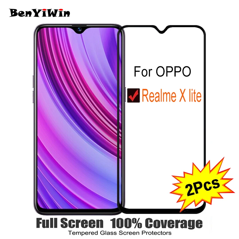 

2PCS Full Cover Screen Protector Tempered Glass For OPPO Realme X lite 6.30" 9H Protective glass For Realme x lite Film Case