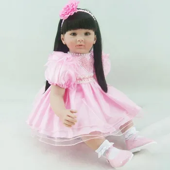 

Silicone Cotton Toys Black Eyes Lovely Pink Realistic Reborn Educational Dolls Bedtime Play Lifelike Collection Birthday Present