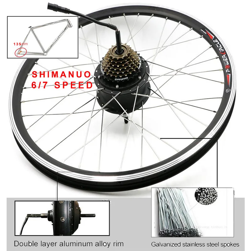 Excellent 36V350W Electric Bike Conversion Kit 20" 24" 26" 700C(28") Rear Hub Motor Wheel e Bike Electric Bike Kit bicicleta electrica 4