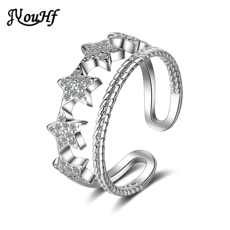 

JYouHF Luxury 925 Sterling Silver Rings for Women Jewelry Classic Star Mosaic AAA Zircon Finger Rings Wedding Gift Bague Femme