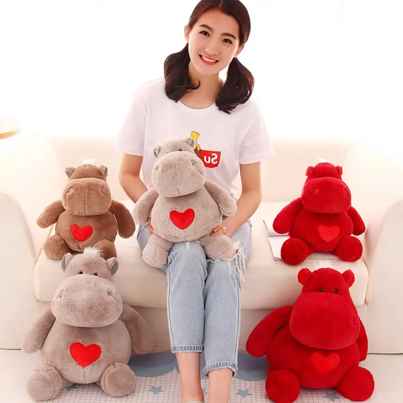 Kawaii Soft Love Heart Hippo Plush Doll Big Stuffed Cartoon Hippos Baby Toy Doll for Children Gift Decoration 20inch 50cm DY50617 (3)