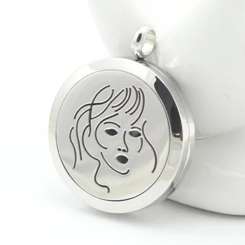 

Stainless Steel girl or women face Essential Oil Diffuser Perfume Locket Pendant Necklace