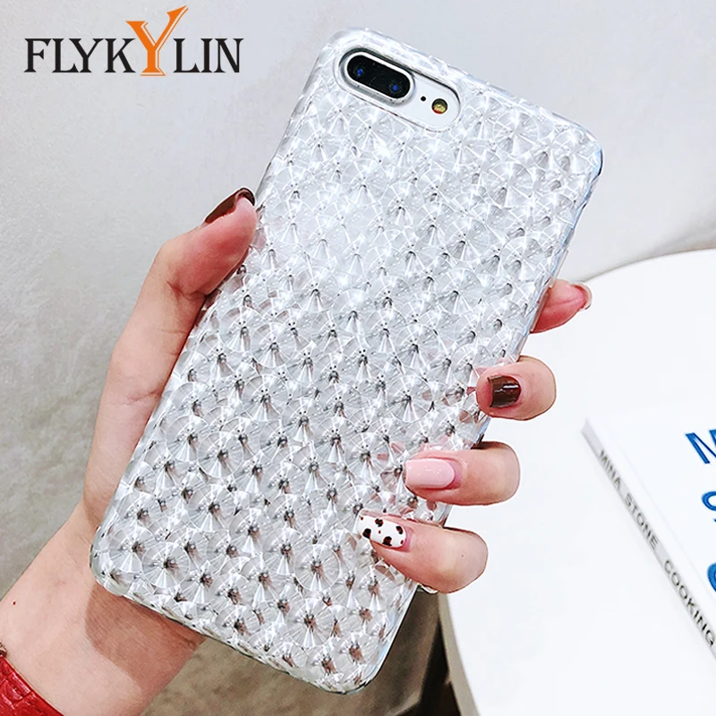 FLYKYLIN Серебряный лазерный чехол для iphone X XS Max 6 S 7 8 Plus XR задняя крышка IMD силиконовый