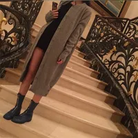 spring and autumn new cashmere sweater women's knit cardigan long sweater coat round neck knit cardigan women 2