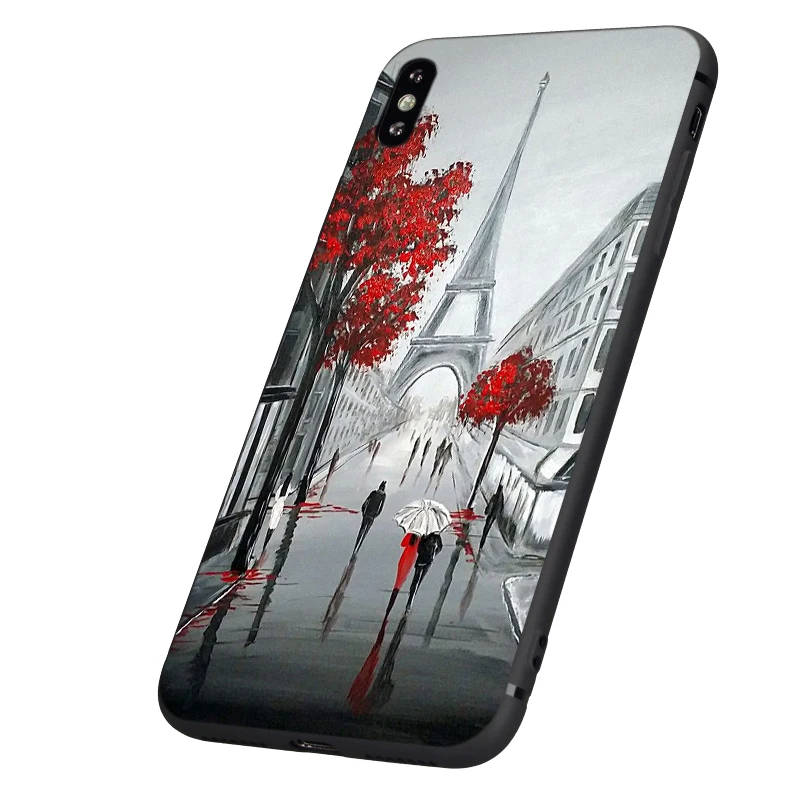 Черный чехол из ТПУ для iphone 5 5s se 6 6s 7 8 plus x 10 силиконовый XR XS 11 pro MAX с Эйфелевой