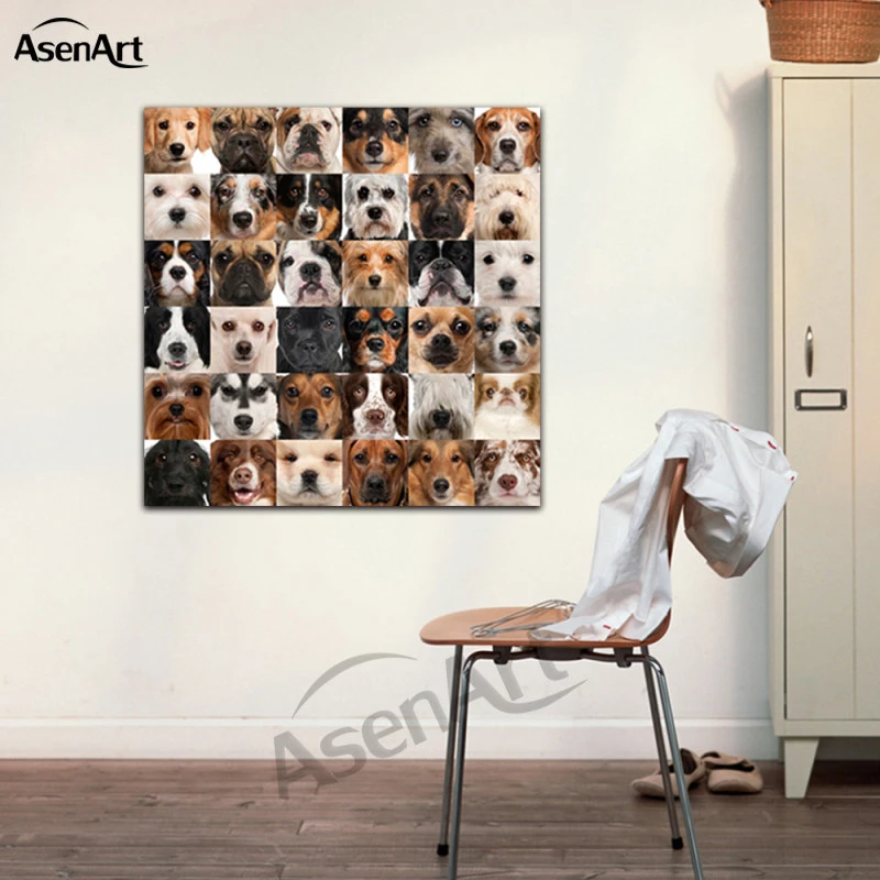 コラージュ画像壁アートキャンバスプリントアートワーク猫と犬の絵画リビングルームのベッドコーヒーホームデコレーション非フレーム Canvas Prints Dog Paintingwall Art Canvas Prints Aliexpress