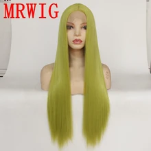MRWIG фрукты зеленый цвет 26 дюймов 60 см длинные шелковистые прямые синтетические косплей парик для женщин