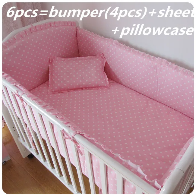 

Promotion! 6PCS cartoon Baby bed crib bedding set Baby Bumper unisex (bumpers+sheet+pillow cover)
