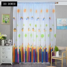 Curtain Rod Kids And Get Free Shipping On Aliexpress Colorful Pencil Curtains Sheer Voile Children Cartoon Tulle For Living Rooms Bedrooms Home Decoration
