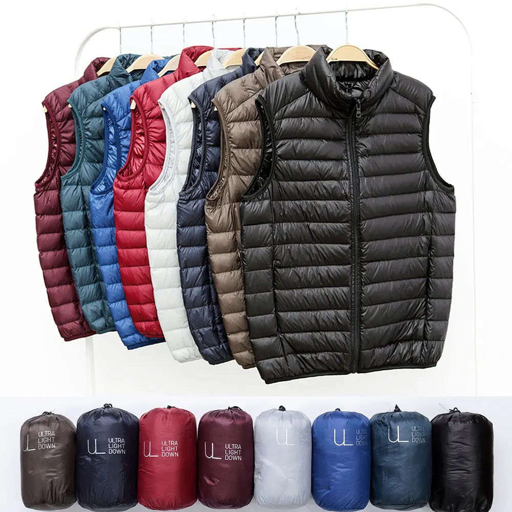Winter Men Down Vest 90% Duck Down Outwear Sleeveless Warm Slim WaistCoat for Man