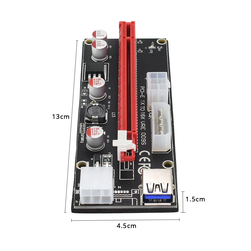 TISHRIC 10 шт. 2018 новейший 1x к 16X PCI Express PCIE E 009S Molex 6pin адаптер питания SATA USB 3 0 кабель Riser