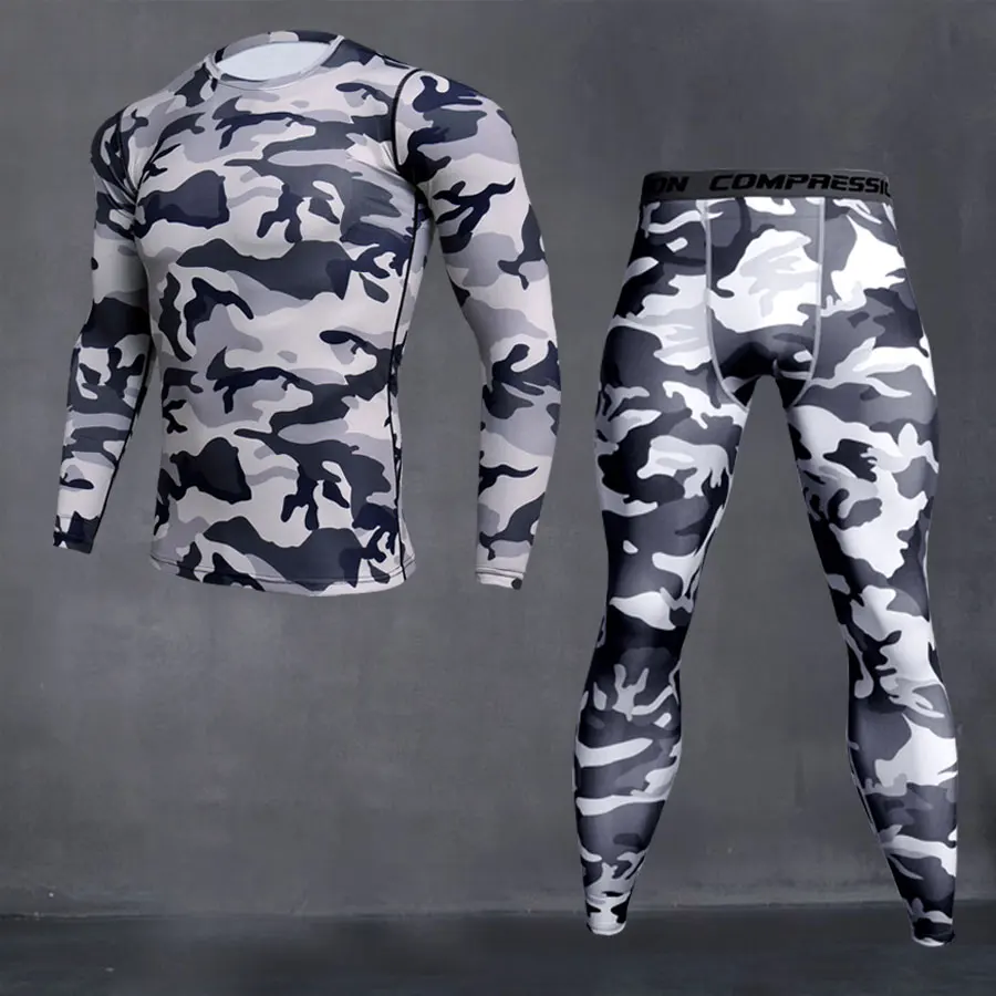 Online Männer Camouflage Thermische unterwäsche set Lange unterhosen winter Thermische unterwäsche Basis schicht Männer Sport Compression langarm shirts
