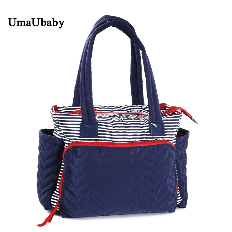 

Mommy Bag Fashion Hand-held Stripe Bag Multifunctional Waterproof Large Capacity Backpack Outdoor Baby Diaper Bags New 2019